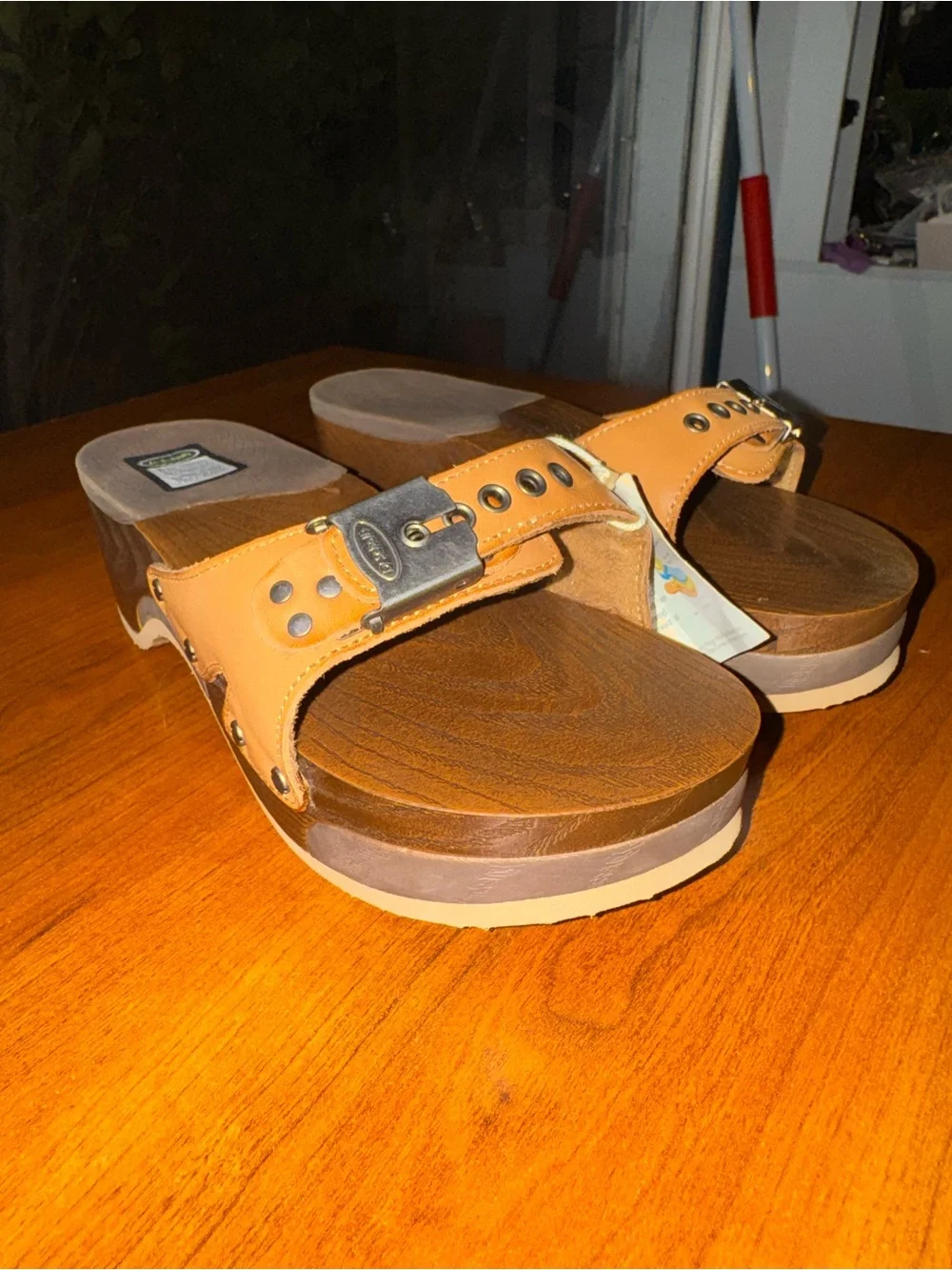Dr. Scholl's Tan Leather Studded Wedge Sandals for Men